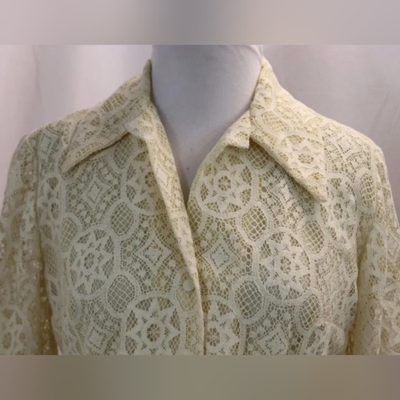 Vintage 1960's Chessa Davis Lace Button Front Blouse - Picture 4 of 5